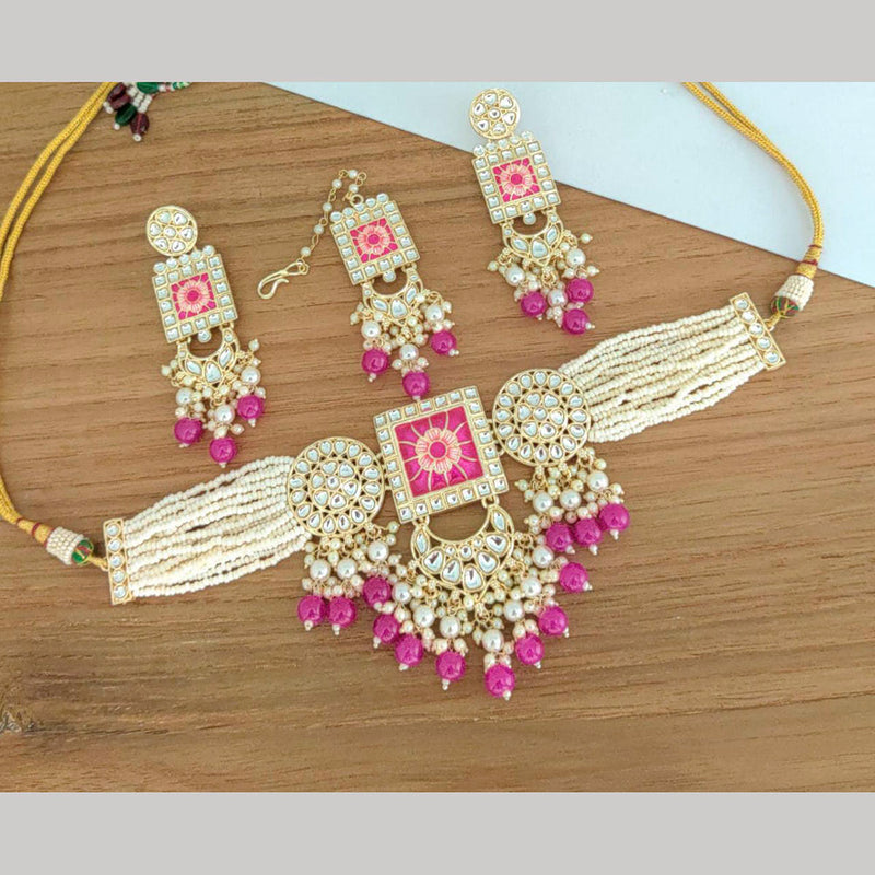 Manisha Jewellery Gold Plated Kundan Stone & Beads Necklace Set