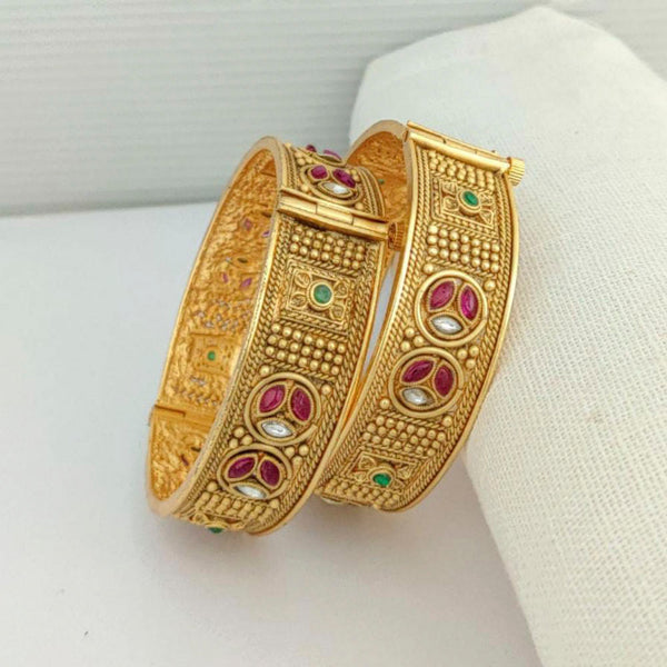 Manisha Jewellery Kundan Stone Gold Plated Bangles Set