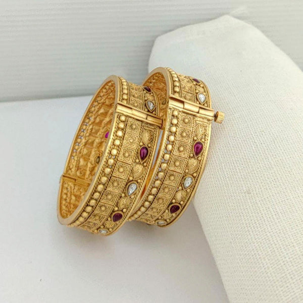 Manisha Jewellery Kundan Stone Gold Plated Bangles Set