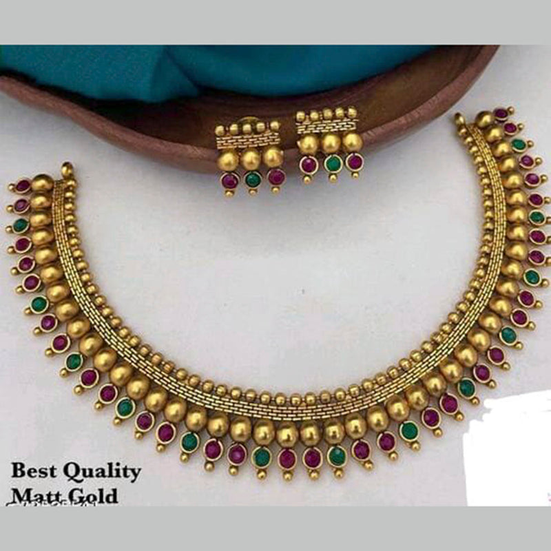 Manisha Jewellery Traditional Gold Plated Pota Stone Necklace Set