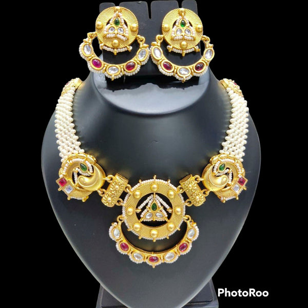 Manisha Jewellery Gold Plated Kundan Stone Necklace Set