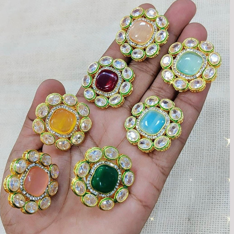 Manisha Jewellery Gold Plated Kundan Stone Adjustable Ring