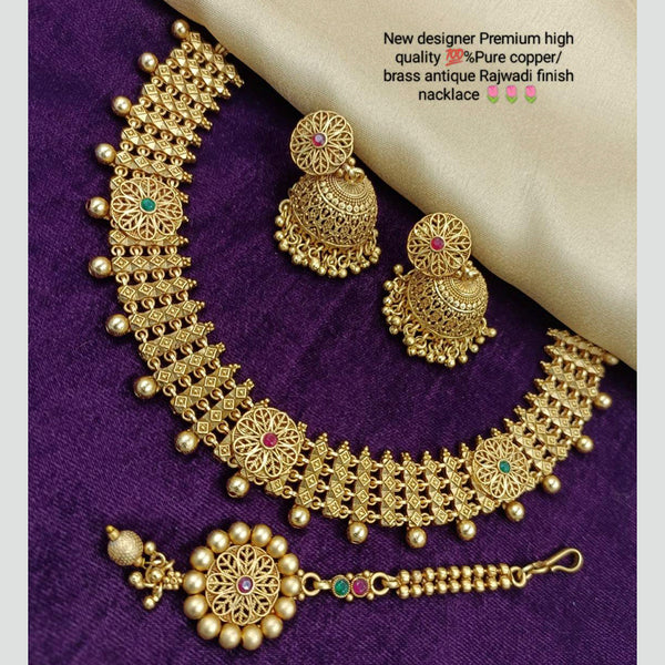 Manisha Jewellery Gold Plated Traditional Necklace Set With Maang Tikka
