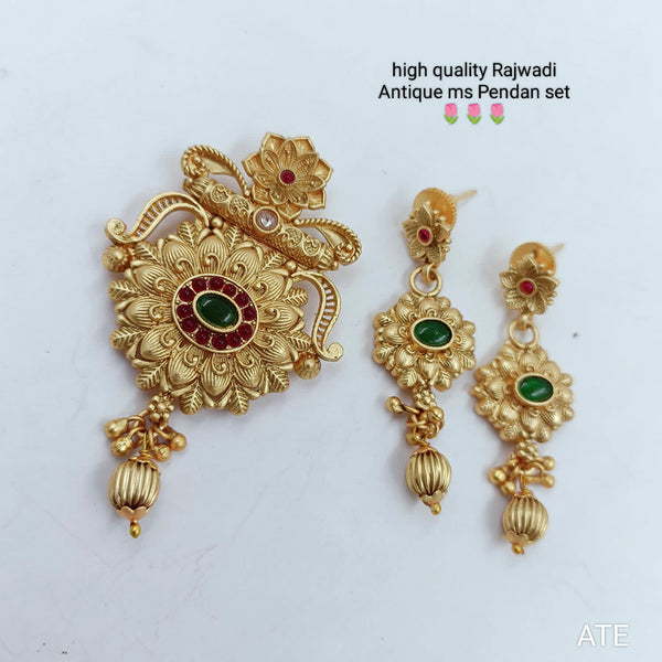 Manisha Jewellery Gold Plated Pota Stone Pendant Set