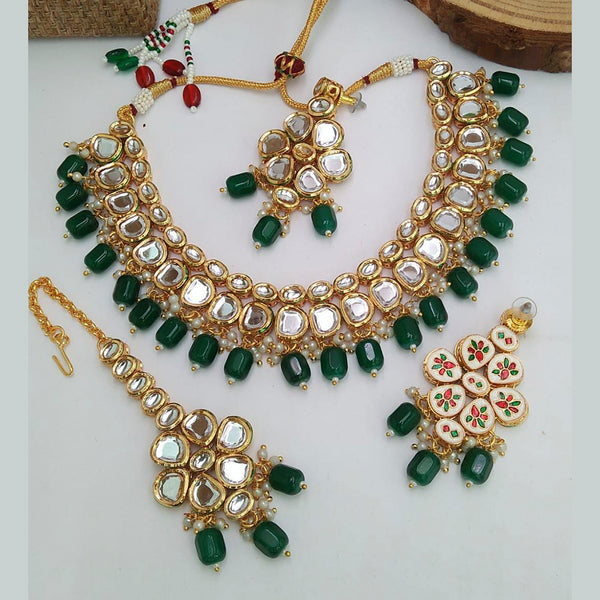 Manisha Jewellery Kundan Stone & Beads Gold Plated Necklace Set