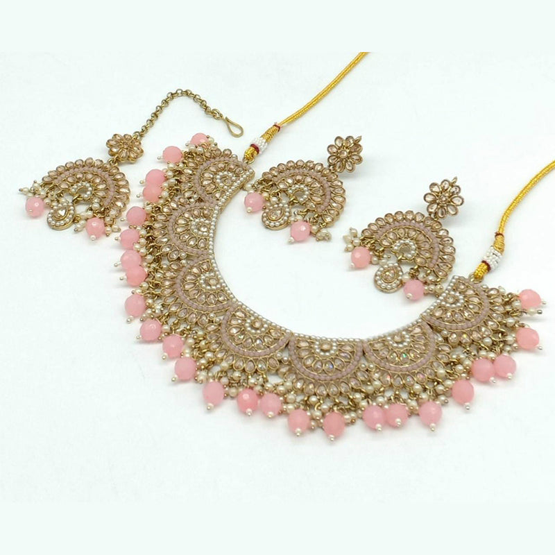 Manisha Jewellery Kundan Stone Gold Plated  Necklace Set