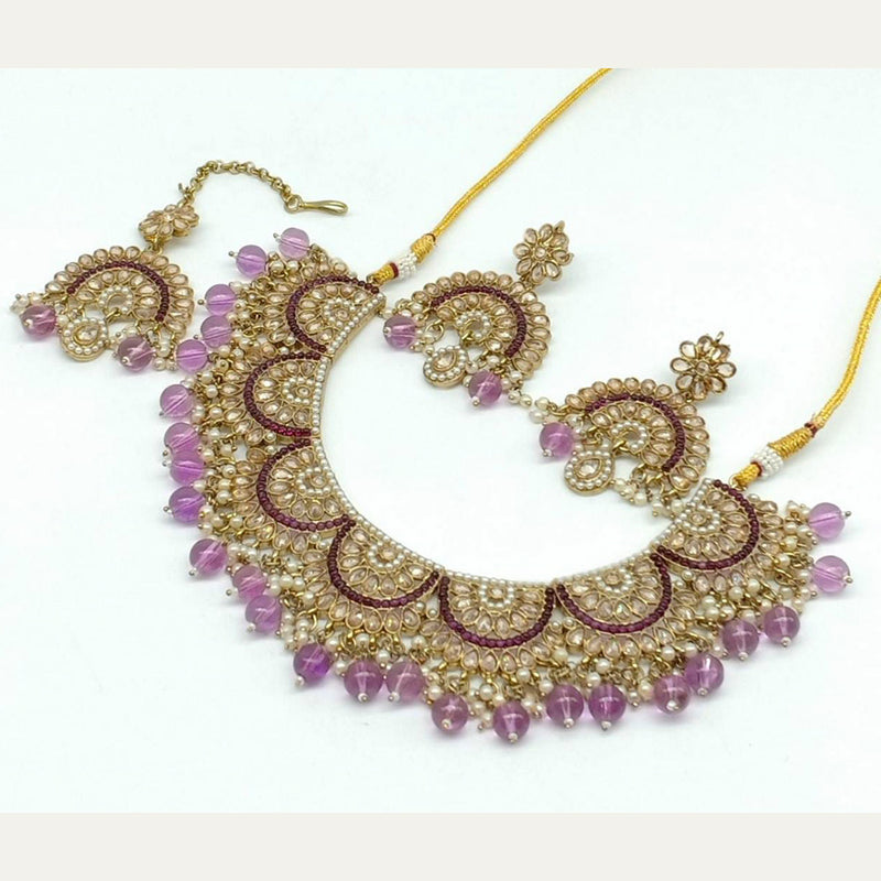 Manisha Jewellery Kundan Stone Gold Plated  Necklace Set