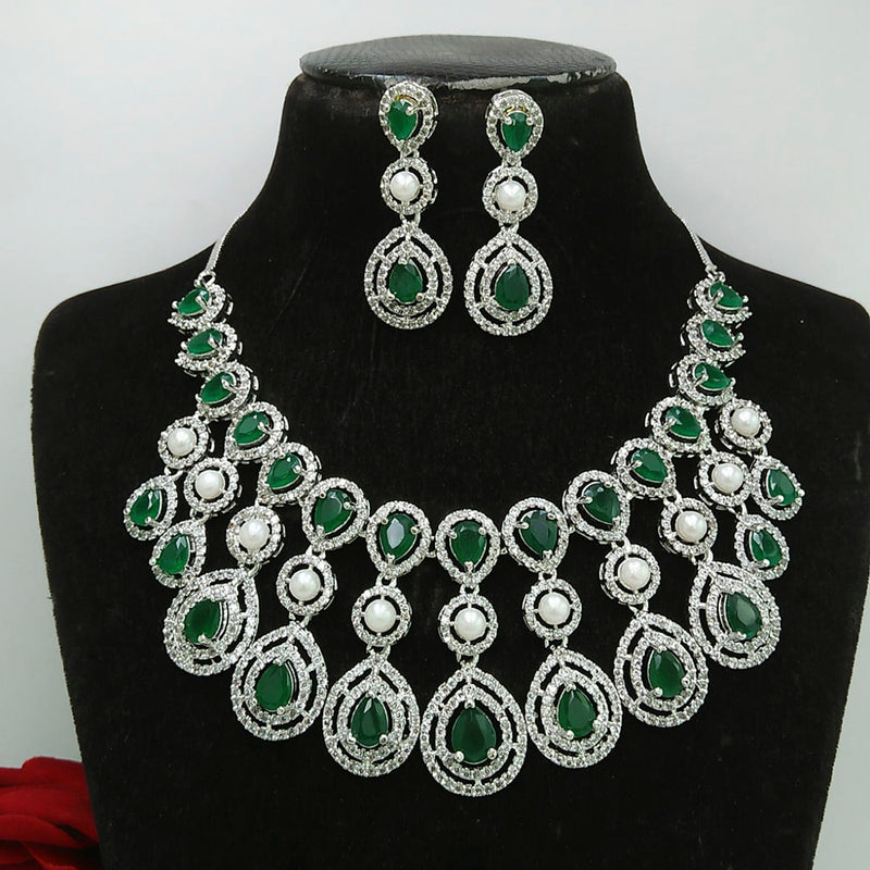 Manisha Jewellery AD Stone Silver Plated Necklace Set