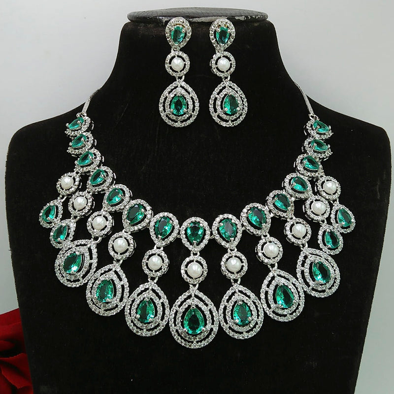 Manisha Jewellery AD Stone Silver Plated Necklace Set