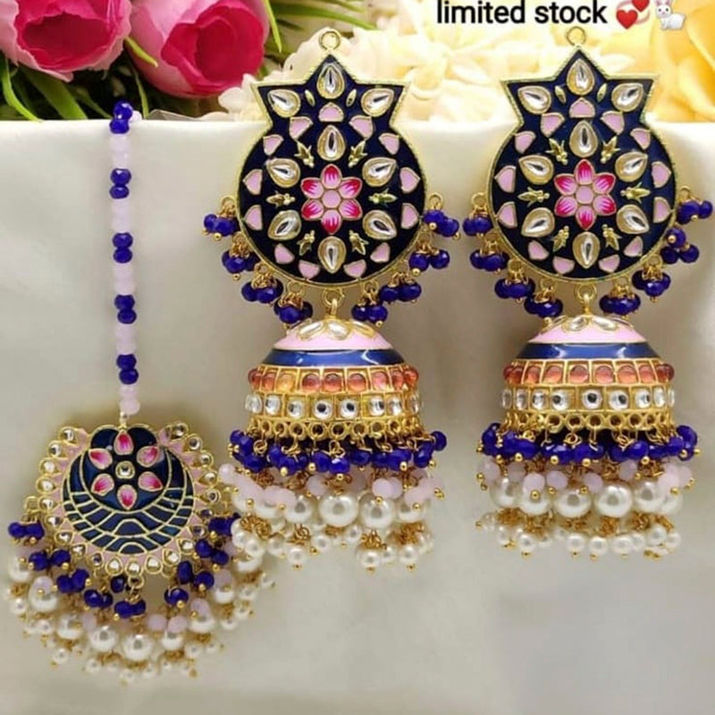 Manisha Jewellery Gold Plated Kundan Earrings With Maangtikka