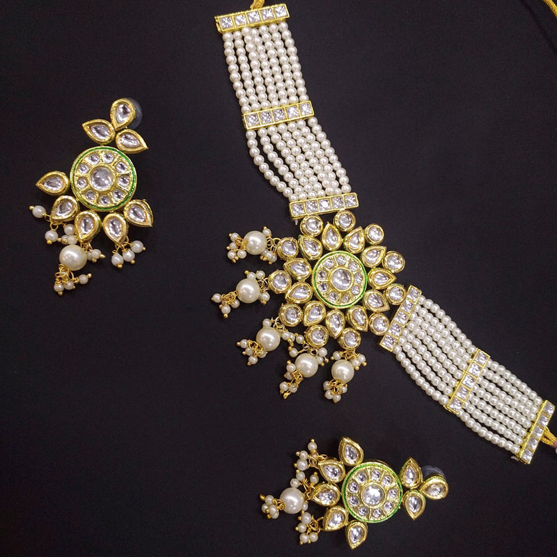 Manisha Jewellery Kundan Stone Gold Plated Necklace Set