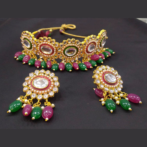 Manisha Jewellery Gold Plated Kundan Stone Necklace Set