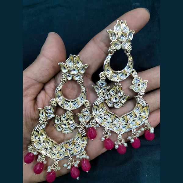 I Jewels Gold Plated Traditional Big Kundan & Pearl Chandbali Earrings with  Maang Tikka Set for Women/Girls (TE2862W) - I Jewels - 4036386