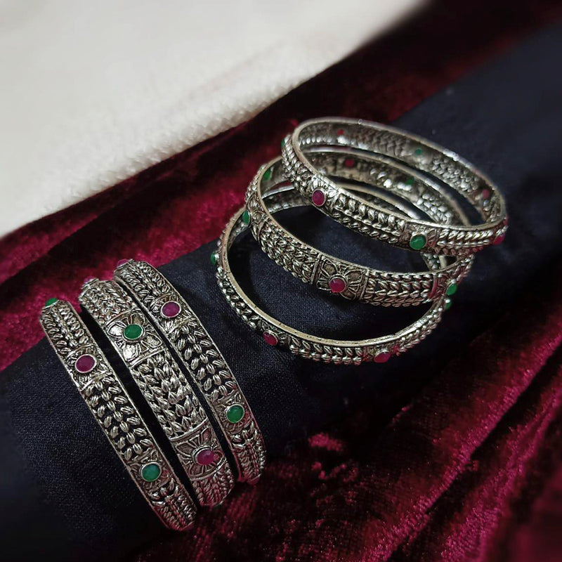 Manisha Jewellery Oxidised Plated Pota Stone Bangles Set