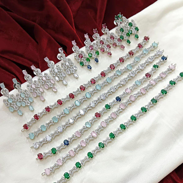 Manisha Jewellery Ad Stone Silver Plated Necklace Set