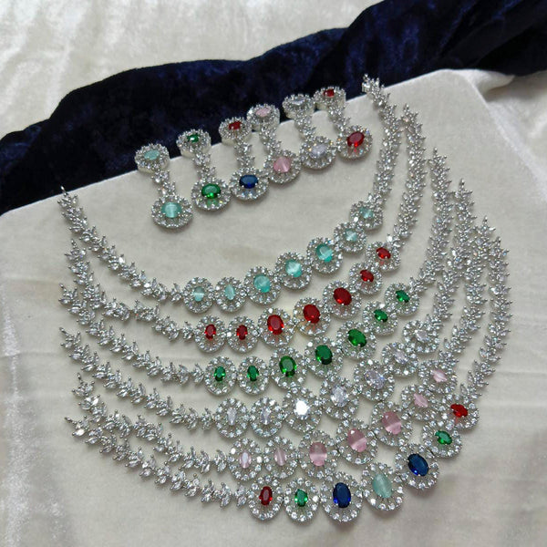 Manisha Jewellery Silver Plated Ad Stone Necklace Set