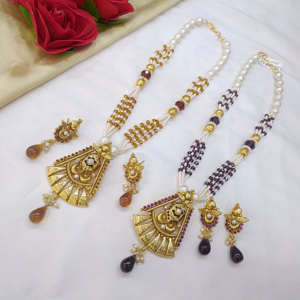 Manisha Jewellery Kundan Stone Gold Plated  Necklace Set