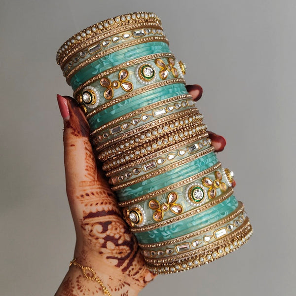 Manisha Jewellery Gold Plated Kundan Stone Bangles Set