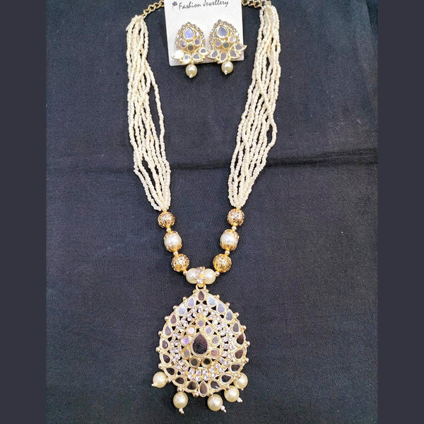 Manisha Jewellery Gold Plated Mirror & Beads Long Nacklace Set