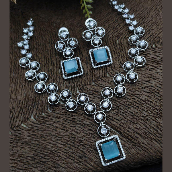 Manisha Jewellery Silver Plated AD Stone & Crystal Stone Nacklace Set