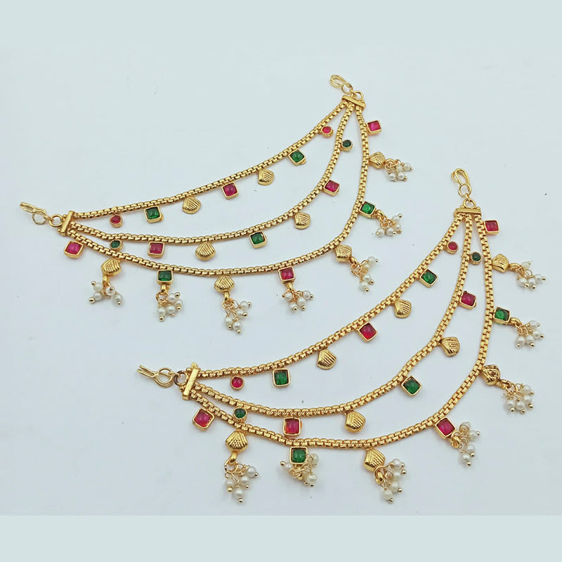 Manisha Jewellery Gold Plated Kundan Stone Kan Chain