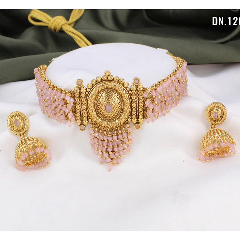 Manisha Jewellery Gold Plated Pota Stone Choker Necklace Set