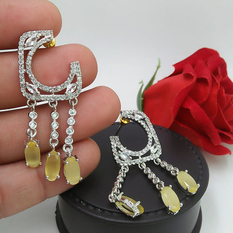 Manisha Jewellery Gold Plated Ad Stone Dangler Earrings