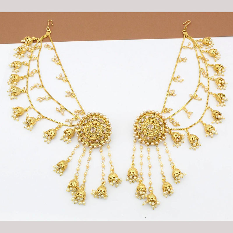 Manisha Jewellery Gold Plated Pearl And Kundan Kanchain Jhumki Earrings