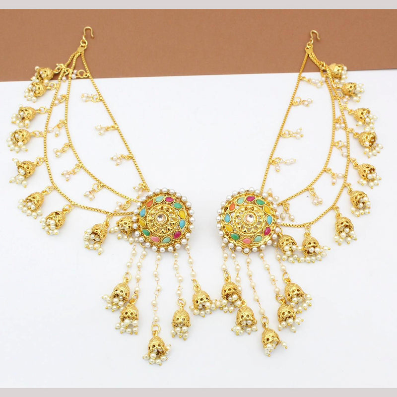 Manisha Jewellery Gold Plated Pearl And Kundan Kanchain Jhumki Earrings