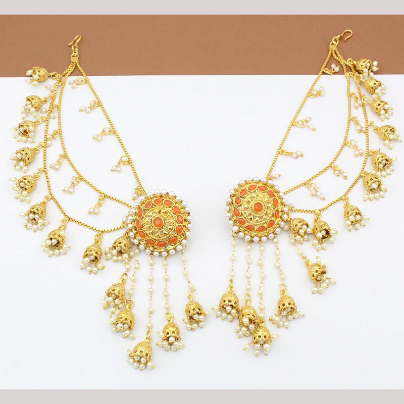 Manisha Jewellery Gold Plated Pearl And Kundan Kanchain Jhumki Earrings