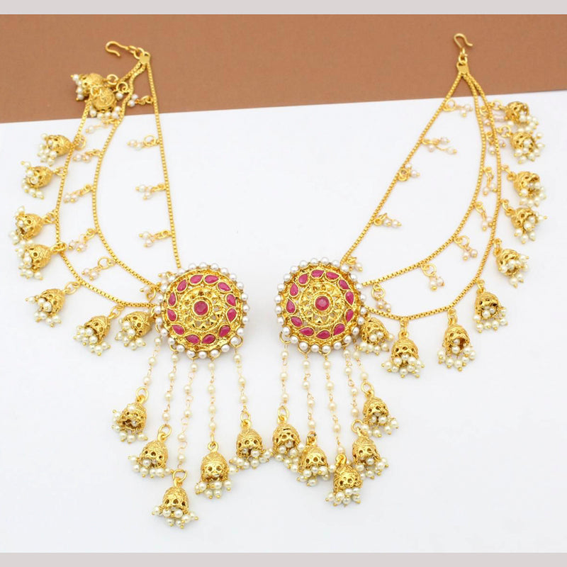 Manisha Jewellery Gold Plated Pearl And Kundan Kanchain Jhumki Earrings