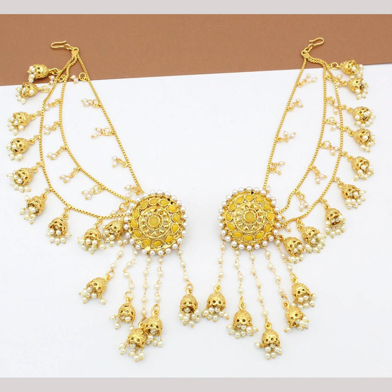 Manisha Jewellery Gold Plated Pearl And Kundan Kanchain Jhumki Earrings