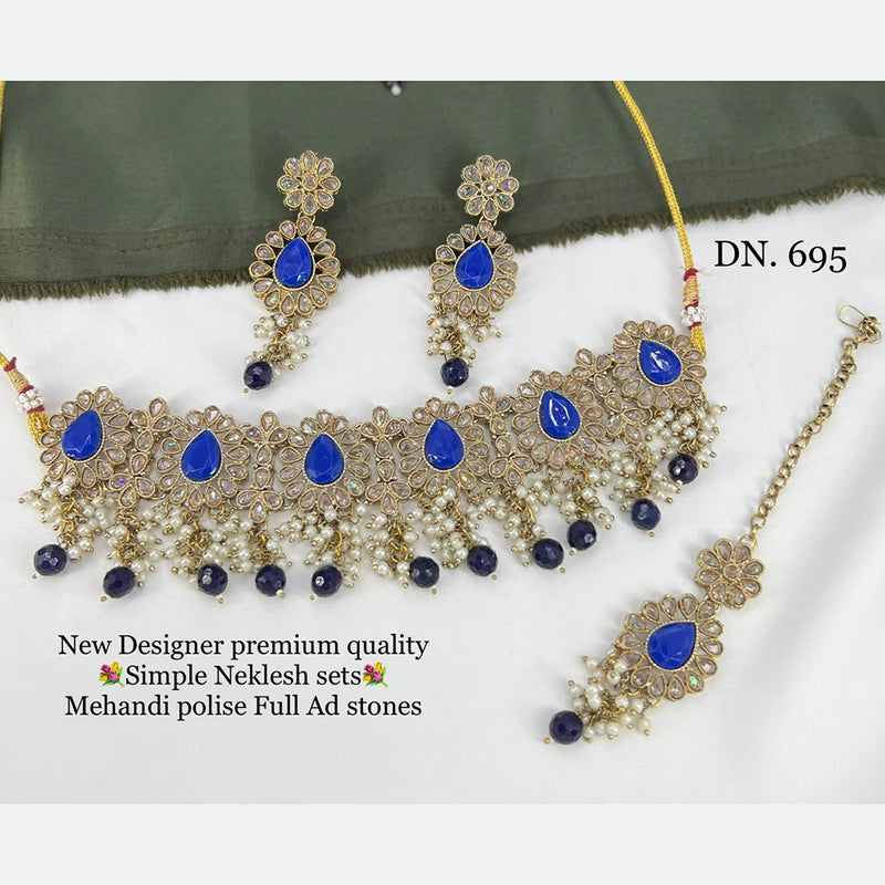 Manisha Jewellery Mehandi Polish AD Stone Necklace Set