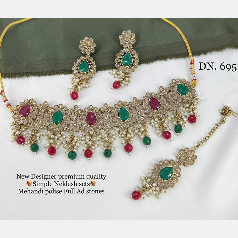 Manisha Jewellery Mehandi Polish AD Stone Necklace Set