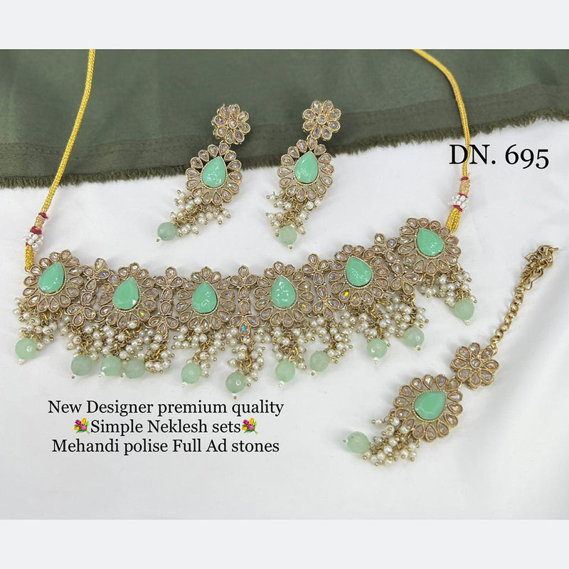 Manisha Jewellery Mehandi Polish AD Stone Necklace Set