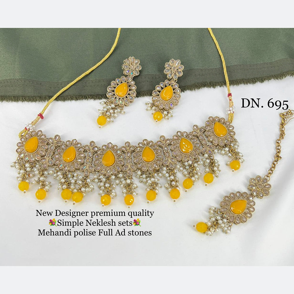 Beautiful Bridal short necklace with mehndi polish design with monalis –  Ambica Wedding Mall