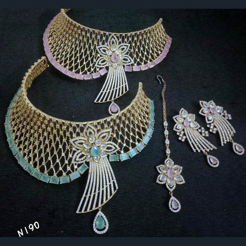 Manisha Jewellery Gold Plated AD Stone Necklace Set