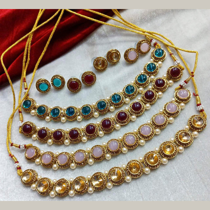 Manisha Jewellery Gold Plated Crystal Stone Choker Necklace Set