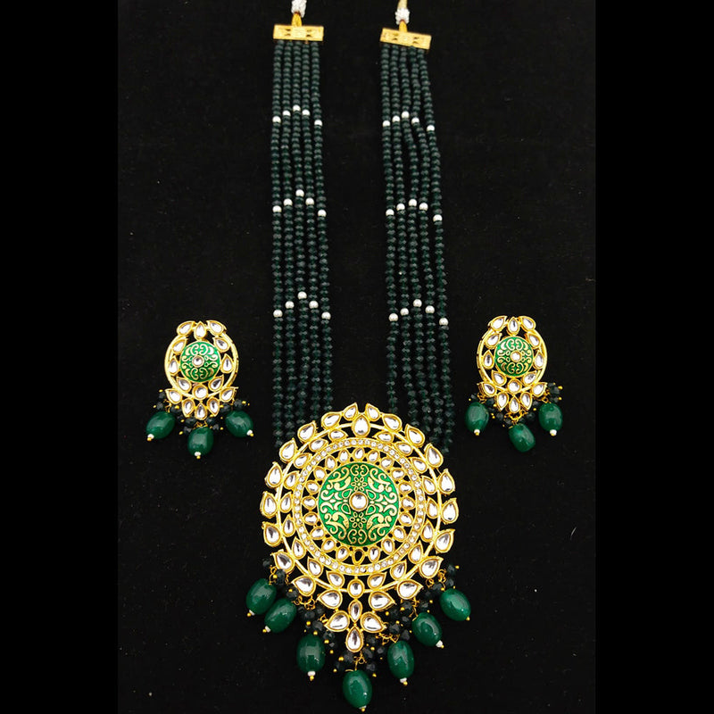 Manisha Jewellery Gold Plated Kundan Stone & Meenakari Long Necklace Set