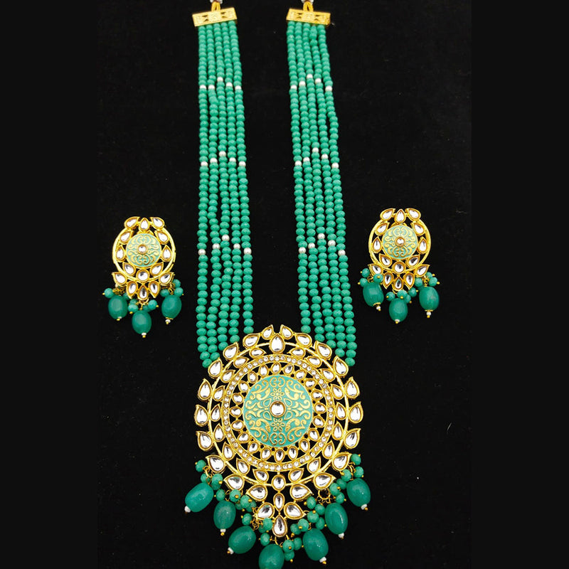 Manisha Jewellery Gold Plated Kundan Stone & Meenakari Long Necklace Set