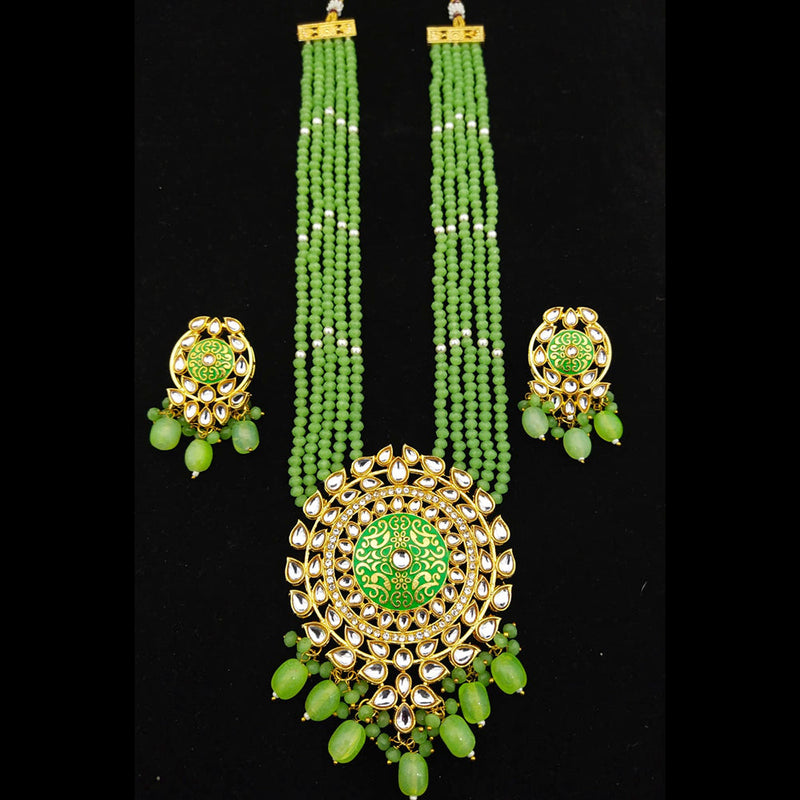 Manisha Jewellery Gold Plated Kundan Stone & Meenakari Long Necklace Set