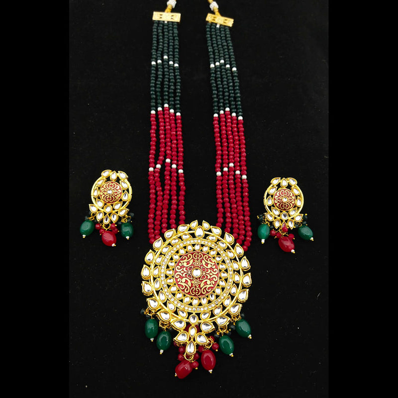 Manisha Jewellery Gold Plated Kundan Stone & Meenakari Long Necklace Set