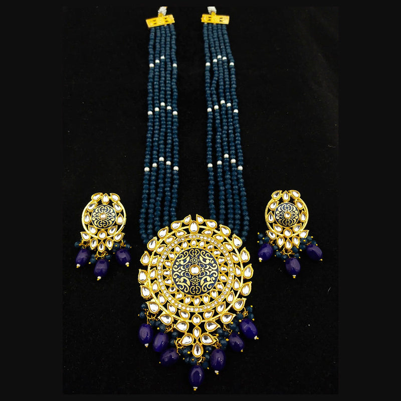 Manisha Jewellery Gold Plated Kundan Stone & Meenakari Long Necklace Set