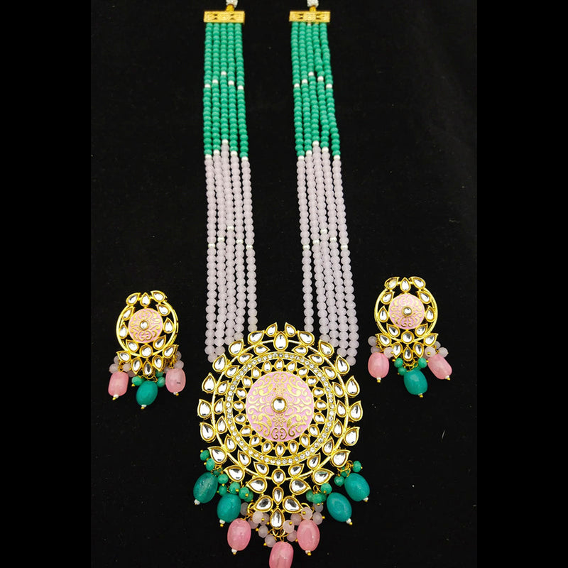 Manisha Jewellery Gold Plated Kundan Stone & Meenakari Long Necklace Set