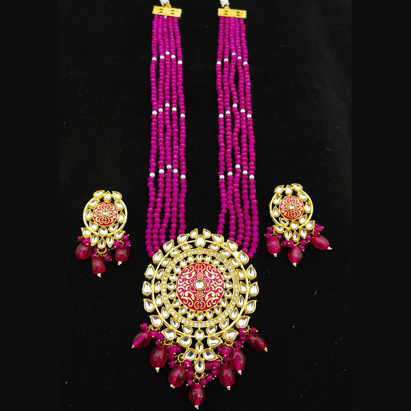 Manisha Jewellery Gold Plated Kundan Stone & Meenakari Long Necklace Set