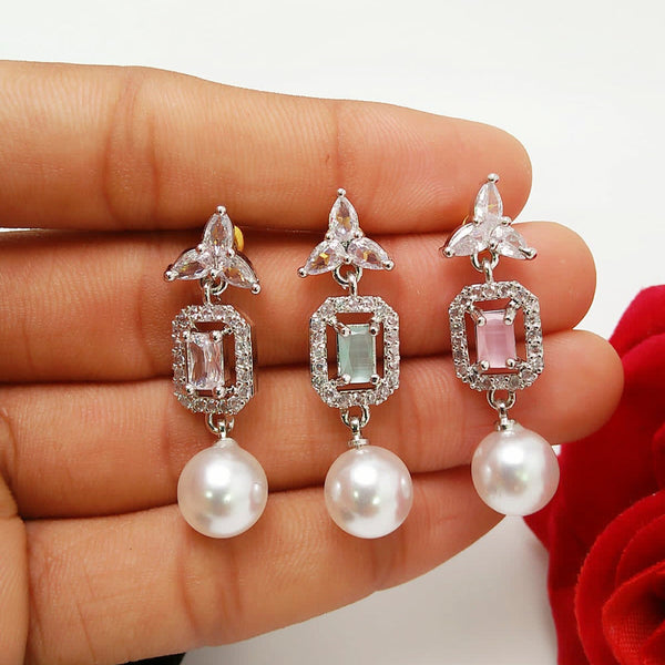 Manisha Jewellery Silver Plated AD Stone Earrings