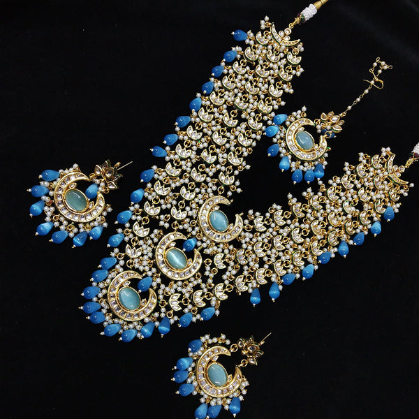 Manisha Jewellery Gold Plated Kundan Stone Beads Long Necklace Set