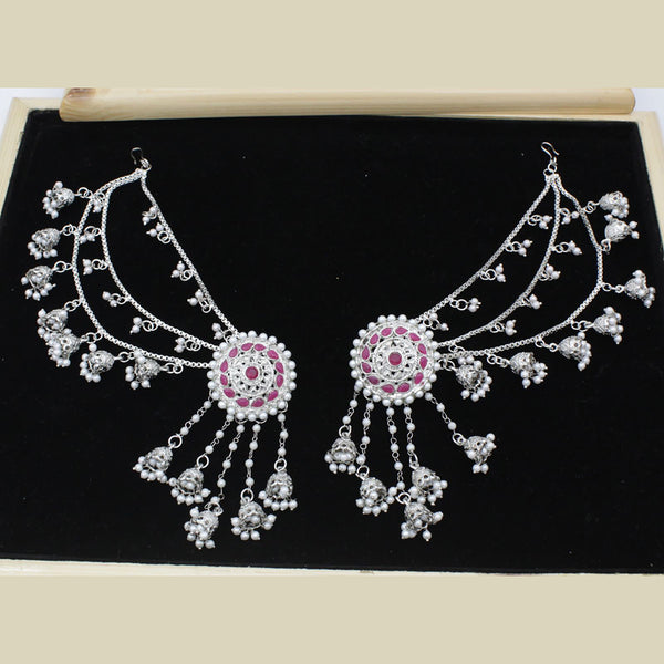 Manisha Jewellery Silver Plated Pota Stone & Pearl Kanchain Jhumki Earings