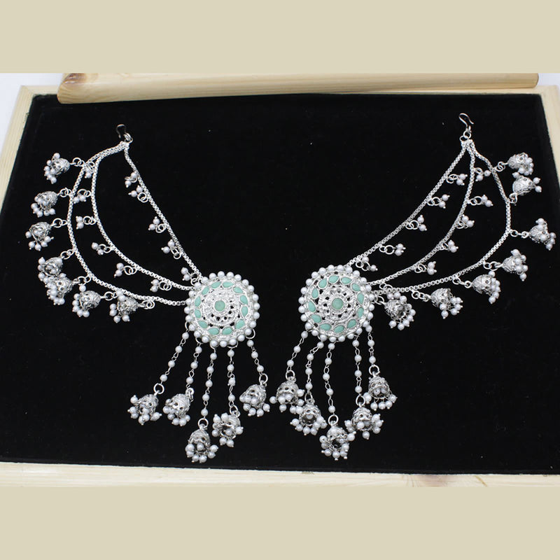 Manisha Jewellery Silver Plated Pota Stone & Pearl Kanchain Jhumki Earings