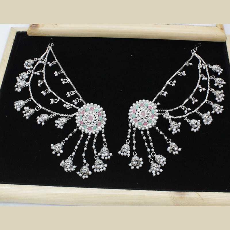 Manisha Jewellery Silver Plated Pota Stone & Pearl Kanchain Jhumki Earings